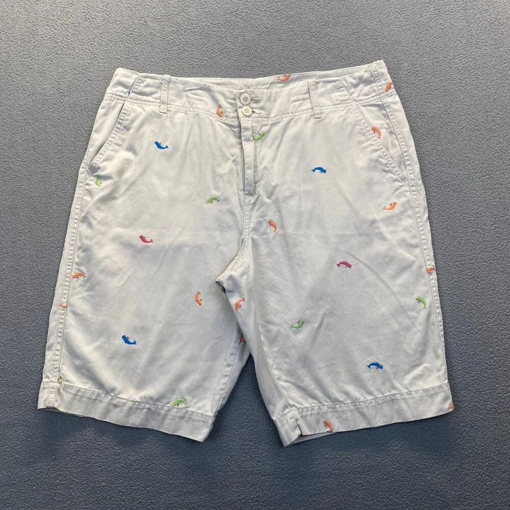 bamboo trader bermuda Beige shorts size 14 Embroidery,Pockets Zipper